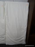 TWIN SIZE MATTRESS AND BOX SPRING; MATTRESS IS INSIDE A PROTECTIVE SHEET. MEASURES 37 IN X 74 IN.