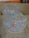 PARTIAL SHELF LOT OF CANDY DISHES; THIS LOT INCLUDES 2 CUT GLASS CANDY DISHES, ONE OF WHICH HAS A