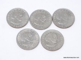 LOT OF SUSAN B. ANTHONY COINS; 5 COIN LOT. DATES INCLUDE: 1979-S, 1979-S, 1979-P, 1979-P, AND