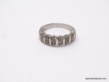 LADIES .925 STERLING SILVER RING; STERLING SILVER RING WITH 8 ROWS OF 3 CLEAR STONES IN EACH. SIZE 9