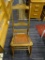 OAK ROCKING CHAIR; VINTAGE OAK LADDER BACK ROCKING CHAIR WITH LEATHER AND BRASS STUDDED SEAT.