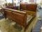 KING SLEIGH WOODEN BED FRAME; INCLUDES MATTRESS FRAME, WOODEN SIDE BOARDS. DOUBLE PANELED . MATCHES