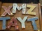 WOODEN LETTERS; INCLUDES A BURGUNDY 