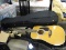 EFESAN ACOUSTIC/ELECTRIC GUITAR; BLACK AND WOODGRAIN BODY WITH BUILT IN OPUS-III 3 BAND PREAMP EQ