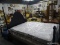 FULL SIZE 4 POSTER BED; BLACK BED FRAME WITH MATCHING WOODEN RAILS AND SLATS. IS IN VERY GOOD