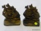 (FRONT) CAST IRON SHIP BOOKENDS; PAINTED BRONZE TONE CAST IRON SHIP BOOKENDS. 