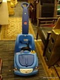 STEP2 RIDE ON PUSH CAR; BLUE PUSH CAR FEATURES A STORAGE COMPARTMENT UNDER THE HOOD, A CUP HOLDER,