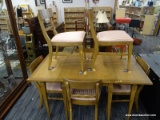 VINTAGE MAPLE DINING SET; INCLUDES DROP LEAF GATE-LEG TABLE AS WELL AS 6 SIDE CHAIRS. RECTANGULAR