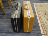 SET OF HARDSHELL BRIEFCASES; THIS LOT CONTAINS TWO HARDSHELL BRIEFCASES. ONE IS LIGHT BROWN AND MADE
