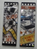 MOVIE THEMED CANVASES; PAIR OF MOVIE THEMED CANVASES. ONE FEATURES A DIRECTOR'S CHAIR AND 