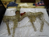 DECORATIVE WIRE REINDEER; INCLUDES THREE GOLD, WIRE FRAME, PRE-LIT REINDEER WITH GLITTERY FAUX TWIG