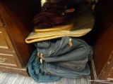 LOT OF ASSORTED LUGGAGE; LOT INCLUDES: ONE AMERICAN TOURISTER CARRY ON BAG IN BURGUNDY, A TWEED SUIT