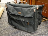 SAMSONITE LUGGAGE SET; TOTAL OF 2 PIECES, HUNTER GREEN AND BROWN IN COLOR, 1 IS A SUIT BAG, AND THE