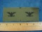 Original 1970s US Army Subdued Colonel Rank Eagles on OG Uniform Cloth . Original uncut pair of