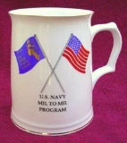 Egg Shell Porcelain US Navy MIL to MIL Program Stein Mug Very attractive porcelain mug or stein for