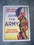 WWI Join the US Army Call To Duty Recruitment Poster Reproduction Nice reproduction World War One