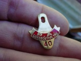 Vintage 40 Consecutive Years Perfect Attendance Red Enamel Add-on Tab Pin Interesting add-on tab pin