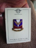 US Army Air Defense Artillery School Enamel Crest on H-H Card USA MADE, where quality never goes out