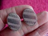 Vintage 1950s Cuff Links with Blank Initial Engraving Panel Vintage 1950s pair of men's cuff links.