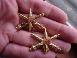 Pair of US Army 18th Air Defense Artillery ADA Officer's Collar Pins 22M Meyers Regulation pair of