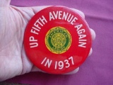 Large 1937 American Legion Fifth Avenue NY World War I Veterans Parade Button Original and vintage