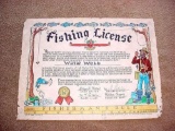 1955 Dated Colorful and Comical Fishing License 8x11 Interesting colorful and comical FISHING
