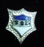 Antique Silver & Enamel S. S. 22 Pin Fraternal or Sunday School I am not sure what this pin is for
