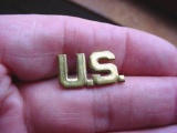 49 US Army Officer's Gold US Uniform Collar Insignia Pin Marked G23 Single US Army Officer's 