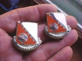 Pair of US Army 30th Signal Battalion Enamel Unit Crest DI Pins Pair of enamel unit crest pins for