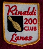 Rinaldi Lanes 200 Club Bowling Shirt Award Patch Riverdale Maryland Nice large 200 Club bowling