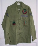 1970s USAF US Air Force 33rd Fighter Wing Olive Green Shirt w/ Sq. Patches USA MADE, where quality