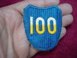 WWII Cut Edge US Army 100th Infantry Division Uniform Sleeve Patch . Original WWII era, cut edge, US