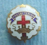 1950 ? 60s Presbyterian Cross & Crown Sunday School Pin Robbins Co 10K GF Nice 1950 ? 60s era 10K