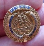 ms73 1950s era USN US Navy 13 Year Safe Driving Enamel Pin Scarce 1950s era 13-year Safety Award