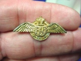 WWII BWRS British War Relief Society Gold RAF Wing Lapel Pin Original and attractive WWII BWRS lapel