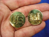 Pair of US Army US & Engineer Corps Enlisted Collar Brass Pins Matching pair of US Army 