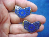 Pair of USAF US Air Force Silver Enamel Staff Sergeant Rank Insignia Pins Nice pair of US Air Force