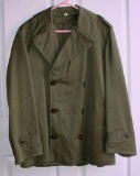 M-1950 US Army OD-7 Cut Down Conversion Overcoat w/ Olive Drab Buttons Medium Interesting Korean War