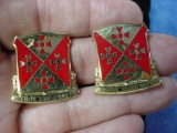 Pair US Army 701st Support Battalion Enamel Unit Crest DI Pins Regulation pair of US Army 701st