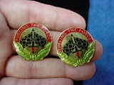 2 Pair US Army 49th Quartermaster Group Enamel Unit Crest DI Pins D-21 . Regulation pair of US Army
