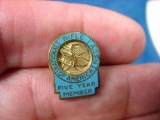 111 Vintage 10K Gold Filled NRA National Rifle Association 5 Year Enamel Lapel Pin . Vintage