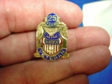 146 Vintage 25 Year Veteran Daughters of America Enamel Lapel Pin . Vintage 25 Year Veteran