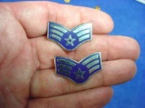 Pair of USAF US Air Force E-4 Senior Airman Enamel Rank Pins V-21 Pair of US Air Force E-4 Senior