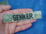 US Army SENKER Name Tape for ACU Army Combat Uniform . US Army 