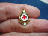 139 American Red Cross Gold Metal 1 Gallon Donor Blood Donation Lapel Pin . Attractive baked enamel