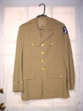 1956 US Army XXI Corps Officer's Worsted Wool Khaki Tan Uniform Coat . United States Army Worsted