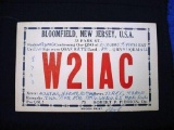1935 Amateur HAM Radio QSL QSO Card W2IAC Bloomfield New Jersey . Original 1935 Amateur Radio (HAM)