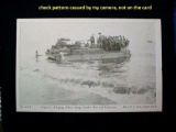 pc4 . Vintage WWII Signal Corps Postcard Engineers Bringing Ashore a Barge . The post card measures