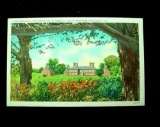 pc59 . Vintage Linen Postcard Stratford Hall Robert E Lee Birthplace Virginia . The post card