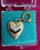 Unknown 1960s era Boxed Gold Tone Heart Charm with ESCORT in Enamel I have no idea what this is or
